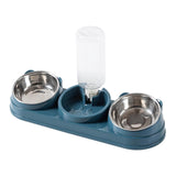 Maxbell Triple Cat Bowls 15°tilted Cat Food Water Bowl for Hamster Small Dogs Kitten dark blue