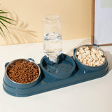 Maxbell Triple Cat Bowls 15°tilted Cat Food Water Bowl for Hamster Small Dogs Kitten dark blue