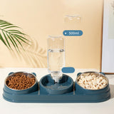 Maxbell Triple Cat Bowls 15°tilted Cat Food Water Bowl for Hamster Small Dogs Kitten dark blue