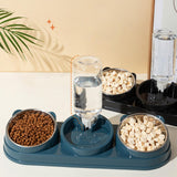 Maxbell Triple Cat Bowls 15°tilted Cat Food Water Bowl for Hamster Small Dogs Kitten dark blue
