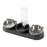 Maxbell Triple Cat Bowls 15°tilted Cat Food Water Bowl for Hamster Small Dogs Kitten dark gray