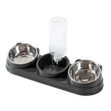 Maxbell Triple Cat Bowls 15°tilted Cat Food Water Bowl for Hamster Small Dogs Kitten dark gray