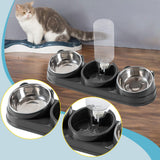 Maxbell Triple Cat Bowls 15°tilted Cat Food Water Bowl for Hamster Small Dogs Kitten dark gray