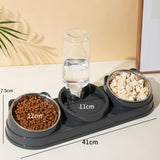Maxbell Triple Cat Bowls 15°tilted Cat Food Water Bowl for Hamster Small Dogs Kitten dark gray