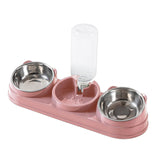 Maxbell Triple Cat Bowls 15°tilted Cat Food Water Bowl for Hamster Small Dogs Kitten Pink