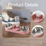 Maxbell Triple Cat Bowls 15°tilted Cat Food Water Bowl for Hamster Small Dogs Kitten Pink
