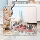 Maxbell Triple Cat Bowls 15°tilted Cat Food Water Bowl for Hamster Small Dogs Kitten Pink