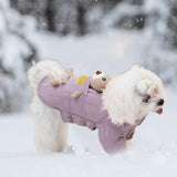 Maxbell Dog Winter Coat Windproof Outdoor Puppy Clothing with Leash Hole Warm Jacket Pink L