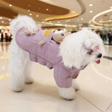 Maxbell Dog Winter Coat Windproof Outdoor Puppy Clothing with Leash Hole Warm Jacket Pink L