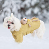 Maxbell Dog Winter Coat Windproof Outdoor Puppy Clothing with Leash Hole Warm Jacket Yellow M