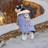Maxbell Dog Winter Coat Windproof Outdoor Puppy Clothing with Leash Hole Warm Jacket Blue M