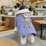 Maxbell Dog Winter Coat Windproof Outdoor Puppy Clothing with Leash Hole Warm Jacket Blue M