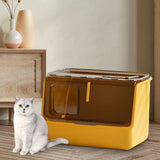 Maxbell Enclosed and Covered Cat Toilet Cat Litter Tray Bedpan Hooded Cat Litter Box Yellow