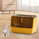 Maxbell Enclosed and Covered Cat Toilet Cat Litter Tray Bedpan Hooded Cat Litter Box Yellow