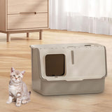 Maxbell Enclosed and Covered Cat Toilet Cat Litter Tray Bedpan Hooded Cat Litter Box Gray