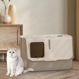 Maxbell Enclosed and Covered Cat Toilet Cat Litter Tray Bedpan Hooded Cat Litter Box Gray