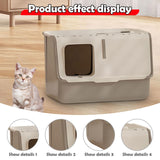 Maxbell Enclosed and Covered Cat Toilet Cat Litter Tray Bedpan Hooded Cat Litter Box Gray