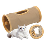 Maxbell Cat Tunnel for Indoor Cats Hideaway Kitten Cave Pet Supplies Funny with Ball Khaki