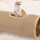 Maxbell Cat Tunnel for Indoor Cats Hideaway Kitten Cave Pet Supplies Funny with Ball Khaki