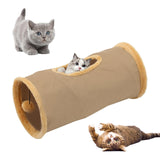 Maxbell Cat Tunnel for Indoor Cats Hideaway Kitten Cave Pet Supplies Funny with Ball Khaki