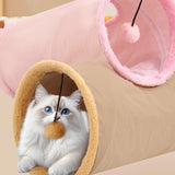 Maxbell Cat Tunnel for Indoor Cats Hideaway Kitten Cave Pet Supplies Funny with Ball Khaki
