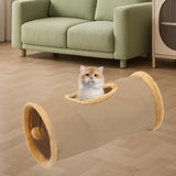 Maxbell Cat Tunnel for Indoor Cats Hideaway Kitten Cave Pet Supplies Funny with Ball Khaki