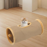 Maxbell Cat Tunnel for Indoor Cats Hideaway Kitten Cave Pet Supplies Funny with Ball Khaki