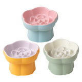 Maxbell Slow Feeder Slow Eating Cute Ceramic for Small Dogs Kitten Elevated Cat Bowl Pink Blue