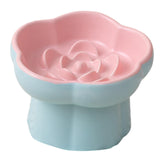 Maxbell Slow Feeder Slow Eating Cute Ceramic for Small Dogs Kitten Elevated Cat Bowl Pink Blue