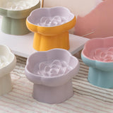 Maxbell Slow Feeder Slow Eating Cute Ceramic for Small Dogs Kitten Elevated Cat Bowl Pink Blue