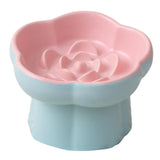 Maxbell Slow Feeder Slow Eating Cute Ceramic for Small Dogs Kitten Elevated Cat Bowl Pink Blue