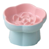 Maxbell Slow Feeder Slow Eating Cute Ceramic for Small Dogs Kitten Elevated Cat Bowl Pink Blue