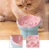 Maxbell Slow Feeder Slow Eating Cute Ceramic for Small Dogs Kitten Elevated Cat Bowl Pink Blue