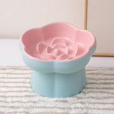 Maxbell Slow Feeder Slow Eating Cute Ceramic for Small Dogs Kitten Elevated Cat Bowl Pink Blue