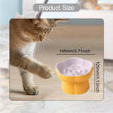 Maxbell Slow Feeder Slow Eating Cute Ceramic for Small Dogs Kitten Elevated Cat Bowl Purple Yellow