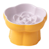 Maxbell Slow Feeder Slow Eating Cute Ceramic for Small Dogs Kitten Elevated Cat Bowl Purple Yellow