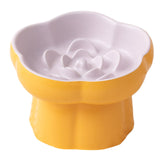 Maxbell Slow Feeder Slow Eating Cute Ceramic for Small Dogs Kitten Elevated Cat Bowl Purple Yellow