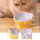 Maxbell Slow Feeder Slow Eating Cute Ceramic for Small Dogs Kitten Elevated Cat Bowl Purple Yellow