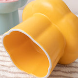 Maxbell Slow Feeder Slow Eating Cute Ceramic for Small Dogs Kitten Elevated Cat Bowl Purple Yellow