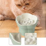 Maxbell Slow Feeder Slow Eating Cute Ceramic for Small Dogs Kitten Elevated Cat Bowl Beige Green