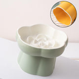 Maxbell Slow Feeder Slow Eating Cute Ceramic for Small Dogs Kitten Elevated Cat Bowl Beige Green