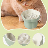 Maxbell Slow Feeder Slow Eating Cute Ceramic for Small Dogs Kitten Elevated Cat Bowl Beige Green