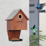 Maxbell Wooden Bird House with Feeder Trough Weatherproof for Yard Country Farmhouse