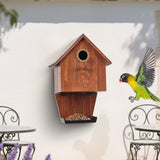 Maxbell Wooden Bird House with Feeder Trough Weatherproof for Yard Country Farmhouse