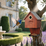Maxbell Wooden Bird House with Feeder Trough Weatherproof for Yard Country Farmhouse