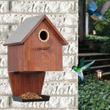 Maxbell Wooden Bird House with Feeder Trough Weatherproof for Yard Country Farmhouse