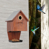 Maxbell Wooden Bird House with Feeder Trough Weatherproof for Yard Country Farmhouse