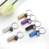 Maxbell Cremation Pet Urn Keychain Pet Dog Paw Print Keepsake Urn Key Chain Cylinder Silver