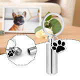 Maxbell Cremation Pet Urn Keychain Pet Dog Paw Print Keepsake Urn Key Chain Cylinder Silver