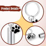 Maxbell Cremation Pet Urn Keychain Pet Dog Paw Print Keepsake Urn Key Chain Cylinder Silver
